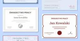 Świadectwo pracy dla Anny Kowalskiej i Jana Kowalskiego. Czy po umowie zlecenie jest świadectwo pracy? Dokumenty potwierdzają zatrudnienie.