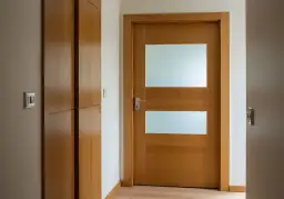 Nowe drzwi wejściowe z przeszkleniem, efekt renowacji.