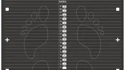 Tabela rozmiarów obuwia z zaznaczonymi śladami stóp. Sprawdź, ile cm ma stopa i dobierz odpowiedni rozmiar.