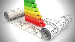 Energetyczna skala budynków (A-G) na planach architektonicznych. Centralny rejestr charakterystyki energetycznej budynków.