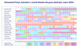 Kalendarz i cennik biletów do Disneylandu Paryż dla grup szkolnych. Sprawdź, ile kosztuje Disneyland w 2025 roku, od 42 euro za dziecko.