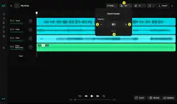 Panel "Speed Changer" z ustawieniem tempa 90 BPM. Można tu zmienić tempo utworu, aby uzyskać powolne tempo muzyczne.