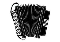Akordeon, jeden z instrumentów dętych klawiszowych, z miechem i klawiaturą.