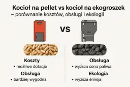 Porównanie kotła na pellet vs kocioł na ekogroszek. Piec na owies i pellet z dotacjami, wygodniejszą obsługą, w kontraście do droższego paliwa i wyższej emisji.