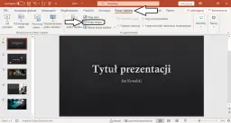 Zrzut ekranu z programu PowerPoint, pokazujący menu "Pokaz slajdów" z zaznaczoną opcją "Próba tempa".