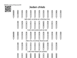 Chwyty na flet prosty do pieśni "Jeden chleb". Pokazują, jak zagrać nuty do słów o chlebie i winie.