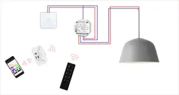 Schemat pokazuje, jak podłączyć ściemniacz do LED za pomocą pilota, telefonu lub włącznika.