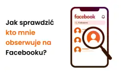 Jak sprawdzić na Facebooku kto mnie obserwuje? Grafika pokazuje ikonę lupy nad listą profili, sugerując wyszukiwanie obserwujących.