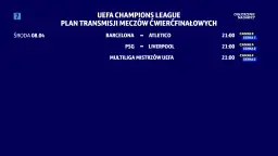 Plan transmisji meczów ćwierćfinałowych Ligi Mistrzów UEFA: Barcelona - Atletico, PSG - Liverpool, Multiliga Mistrzów UEFA.