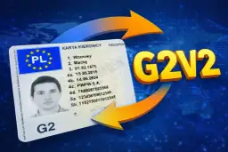 Karta kierowcy G2. G2V2 symbolizuje proces, gdzie odesłać kartę kierowcy.