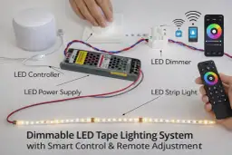 System oświetlenia LED RGB z pilotem i aplikacją. Różne rodzaje taśm LED RGB można kontrolować zdalnie.