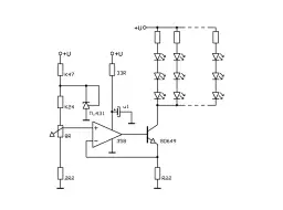 Schemat ściemniacza LED 12V z TL431, wzmacniaczem operacyjnym 358 i tranzystorem BD649.