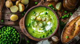 Zupa krem z zielonego groszku z ziemniakami lub bez - przepis