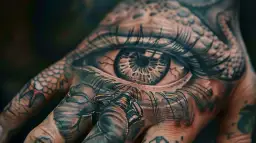 Tatuaż oko na dłoni - Modne małe tatuaże na dłoni i palcach