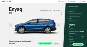 Niebieski Skoda Enyaq 85, cena widocznej konfiguracji 247 100 zł. Sprawdź aktualną skoda enyaq cena i konfigurację.