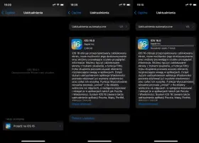 Ekran aktualizacji iPhone'a z informacją o dostępności iOS 16, który oferuje przeprojektowany ekran blokady i nowe funkcje.