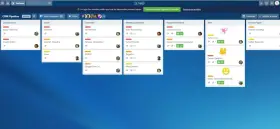 Panel de control de un CRM gratuito en español, mostrando un pipeline de ventas con etapas como "Contacted Us", "Leads", "Meeting Scheduled", "Proposal Delivered" y "Won".