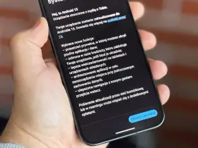Telefon wyświetla informacje o aktualizacji do **Android 15**, w tym nowe funkcje prywatności i bezpieczeństwa.
