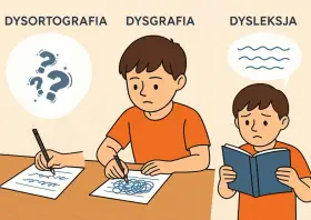 Dzieci zmagają się z pisaniem i czytaniem. Co to dysortografia? Trudności z pisownią, literami, słowami.