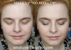 Porównanie twarzy: po lewej naturalny wygląd, po prawej subtelny makijaż "no make up".