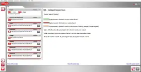 Oprogramowanie Delphi DS150E pokazuje wyniki skanowania systemów pojazdu, w tym znalezione błędy.