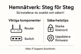 Hemnätverk: Steg för steg. Viktiga komponenter: Router, Switch. Säkerhetstips: Starka lösenord, uppdatera firmware. Perfekt för din ip tv-upplevelse.
