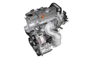 Silnik 1.6 TDI Volkswagena z turbosprężarką i paskiem napędowym.