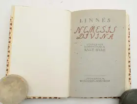 Öppnad bok med titeln "Linnés Nemesis Divina", utgiven och kommenterad av Knut Barr. Stockholm, Wahlström & Widstrand.