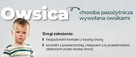 Czy dziecko z owsicą może chodzić do przedszkola? Owsica to choroba pasożytnicza. Obrazek przedstawia dziecko i informacje o zakażeniu.