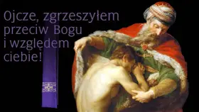 Obraz przedstawia powracającego syna marnotrawnego, który wyznaje swoje grzechy. To jeden z najczęstszych grzechów, przykład pokuty.