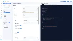 The esphome app interface shows configuration options for a "Kitchen Temperature" project, with the platform set to ESP32.