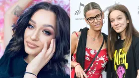 Fabienne Marta Wiśniewska, artystka z tatuażami, obok niej jej mama i siostra.