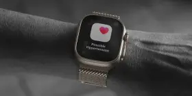 Zegarek watchOS pokazuje powiadomienie o możliwym nadciśnieniu.