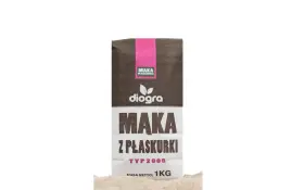 Mąka z płaskurki Diogra typ 2000, 1kg. Idealna do domowego makaronu z płaskurki, zdrowsza alternatywa dla zwykłej mąki.