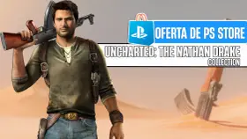 Nathan Drake, con un rifle al hombro, posa en un desierto. Oferta de PS Store: Uncharted: The Nathan Drake Collection.