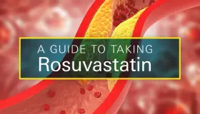 Przewodnik po przyjmowaniu Rosuvastatyny. Widok przekroju naczynia krwionośnego z cholesterolem i czerwonymi krwinkami.