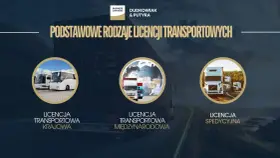Trzy okręgi z pojazdami: autokary, ciężarówki z globusem i ciągniki siodłowe.