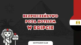 Bezpieczeństwo poza hotelem w Egipcie. Czy można wyjść poza hotel? Piramidy, słońce i flaga Egiptu.