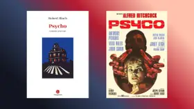 Copertina del libro "Psycho" di Robert Bloch e locandina del film di Hitchcock. Una vera psycho storia che ha terrorizzato il pubblico.