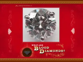 A close-up of a sparkling diamond, with text asking "What are blood diamonds?" This image explores the blood diamonds meaning.
