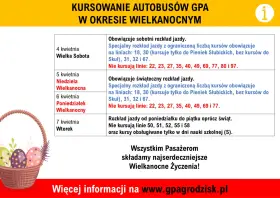 Rozkład jazdy PKS Grodzisk Mazowiecki na okres Wielkanocy. Specjalne kursy i wyłączenia linii.
