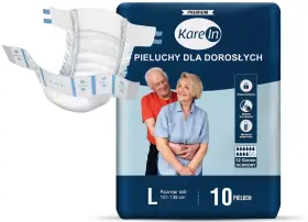 Pieluchy dla dorosłych Kare In, rozmiar L, 10 sztuk. Sprawdź, ile kosztuje paczka pieluch, by zapewnić komfort i ochronę.