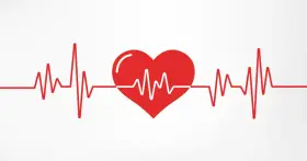 Czerwone serce z linią EKG, symbolizujące puls norma.