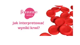 Czerwone krwinki i logo Femme Medica.