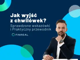 Mężczyzna w garniturze z zegarkiem na ręku, obok tekst: "Jak wyjść z chwilówek? Sprawdzone wskazówki i praktyczny przewodnik".