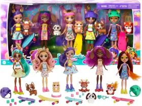 Zestaw lalek Enchantimals z imionami: Fawn, Bree, Patter, Felicity, Sage, Danessa, Tamika, Saffi.