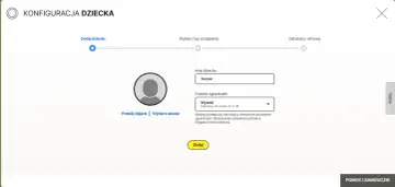 Konfiguracja dziecka: dodaj profil Kacpra z wysokim poziomem ograniczeń. Jak zlikwidować kontrolę rodzicielską? Ustawienia można zmienić później.