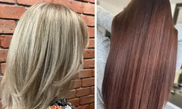Dwa piękne kolory włosów: jasny blond z refleksami i głęboki brąz.
