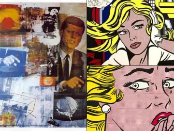 Collage mit JFK und Pop-Art-Künstler-Werken von Lichtenstein.