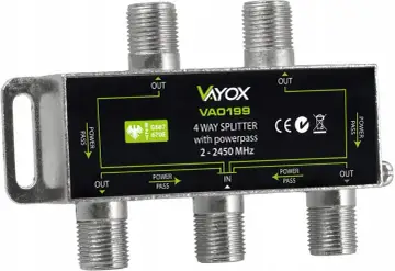 Rozgałęźnik antenowy Vayox VA0199 z 4 wyjściami i funkcją powerpass. Dowiedz się, jak podłączyć rozgałęźnik antenowy, by cieszyć się sygnałem.